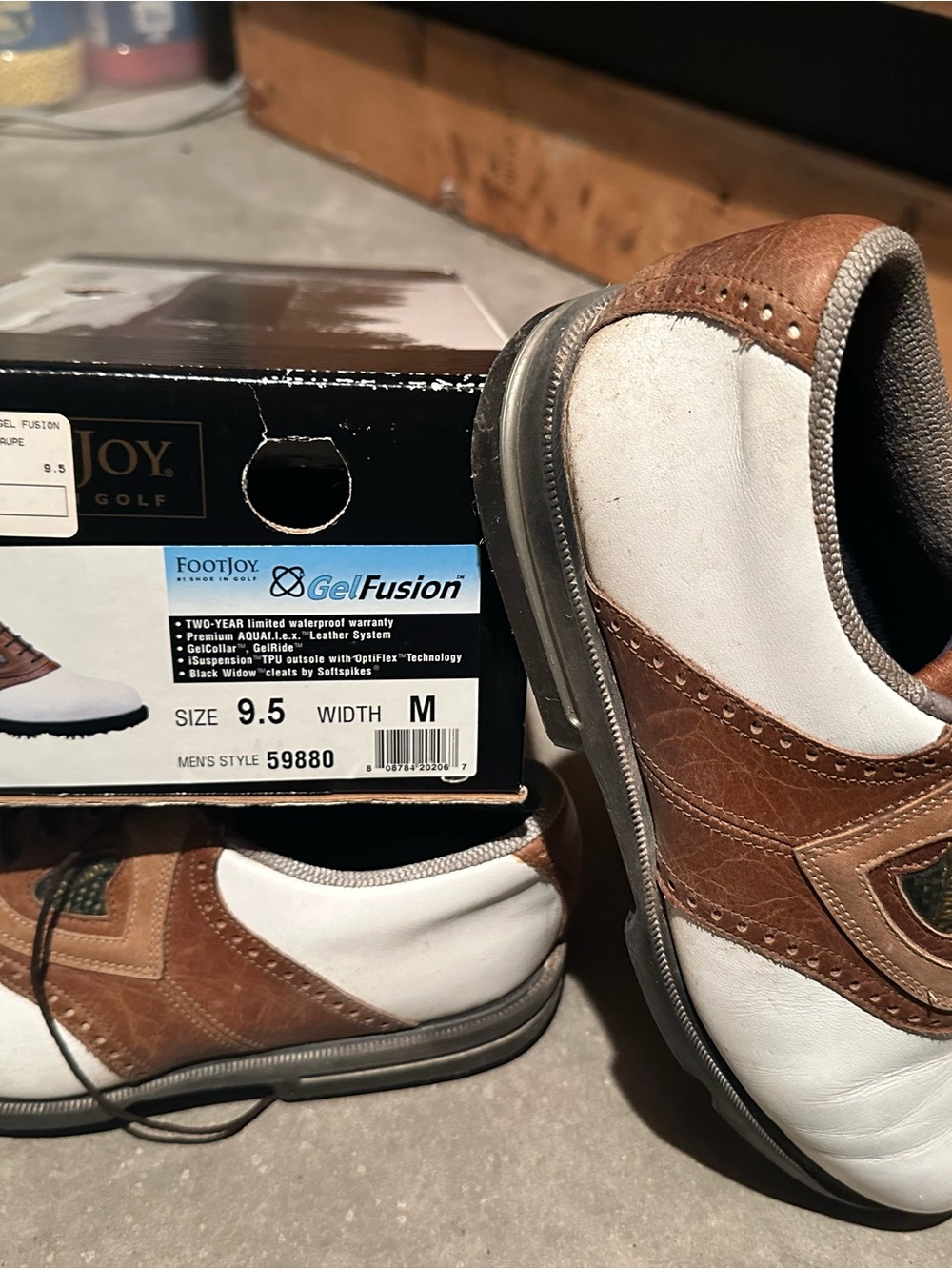 FootJoy Men's Athletic Golf Shoes in White and Brown